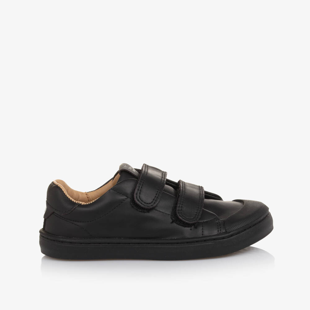 Tip Toey Joey-Кроссовки черные кожаные на липучке для мальчиков | Childrensalon