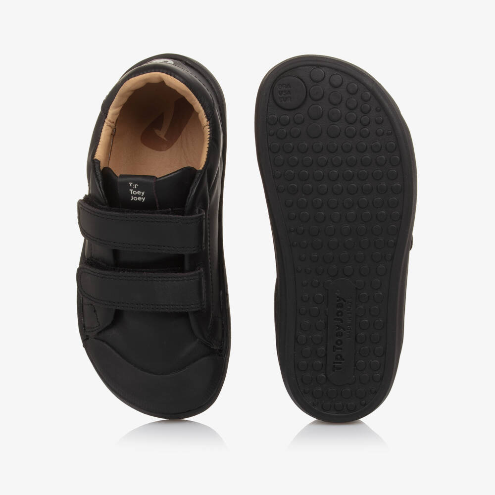 Tip Toey Joey-Кроссовки черные кожаные на липучке для мальчиков | Childrensalon