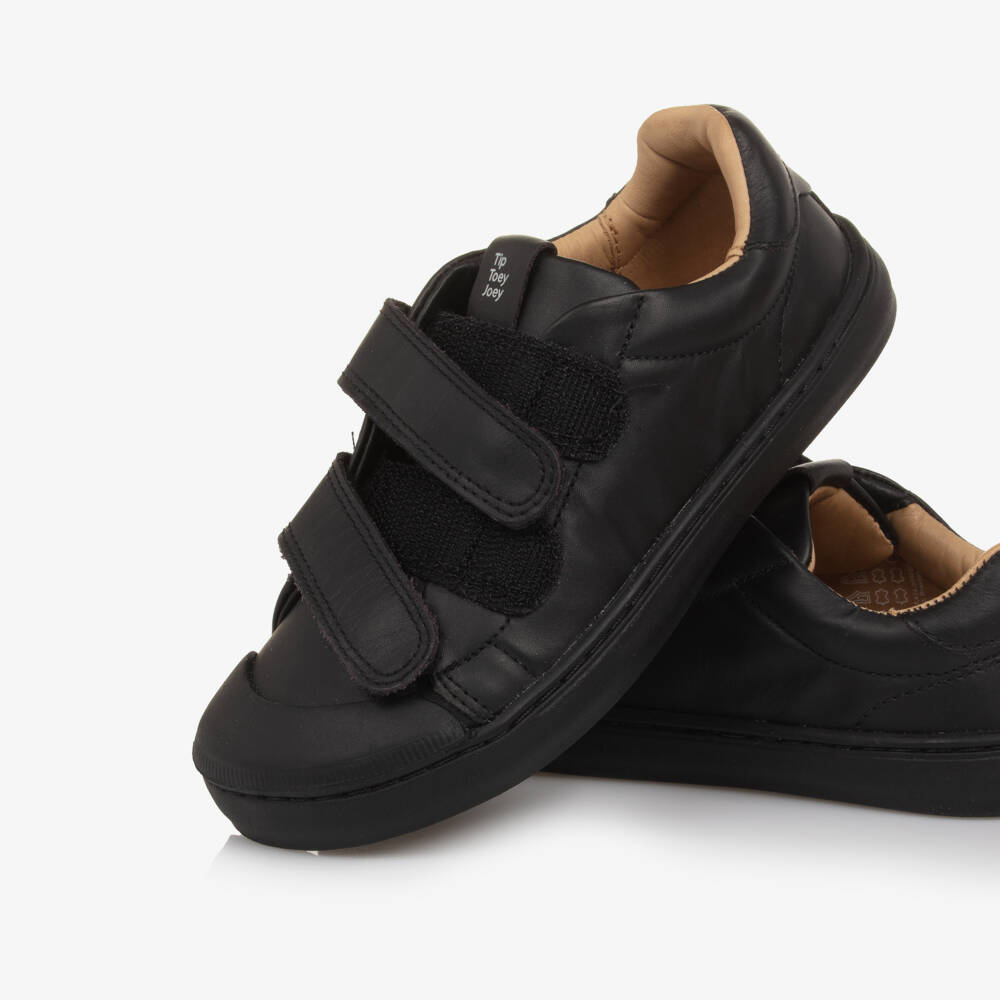 Tip Toey Joey-Кроссовки черные кожаные на липучке для мальчиков | Childrensalon