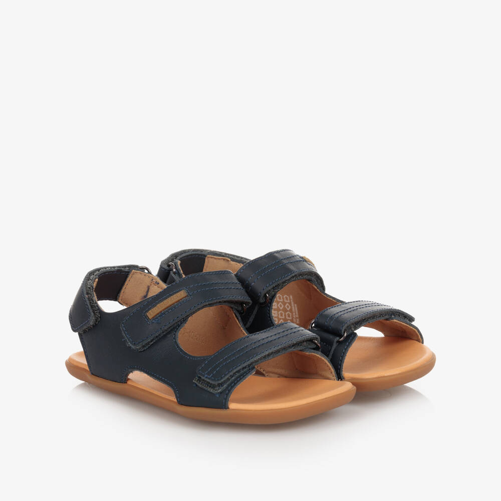 Tip Toey Joey-Boys Navy Blue Leather Sandals | Childrensalon