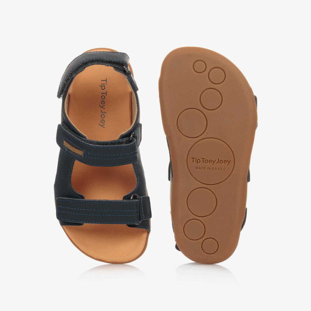 Tip Toey Joey-صندل جلد لون كحلي للأولاد | Childrensalon
