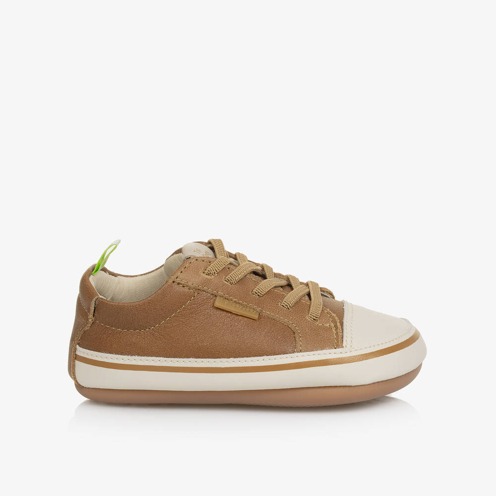 Tip Toey Joey-Коричневые кожаные пинетки-кроссовки | Childrensalon