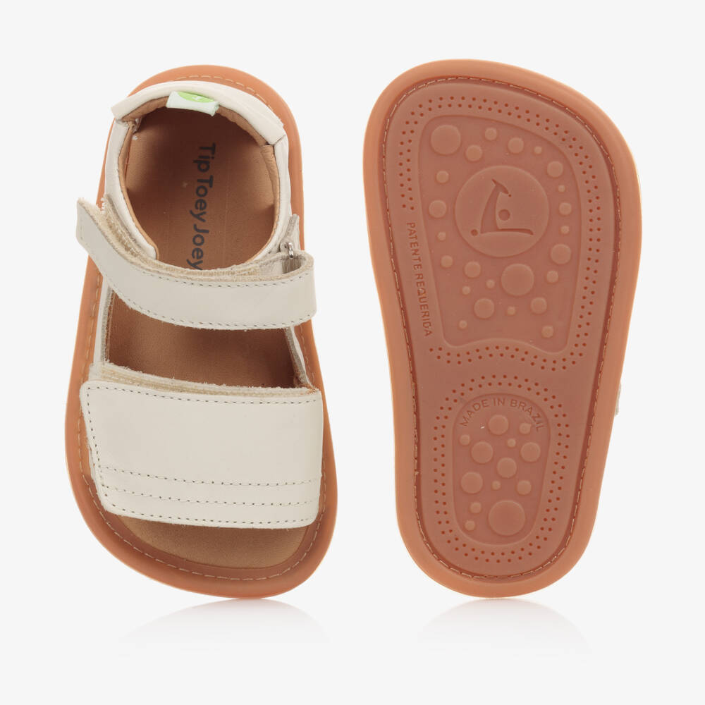 Tip Toey Joey-Ivory Leather Baby Strappy Sandals | Childrensalon