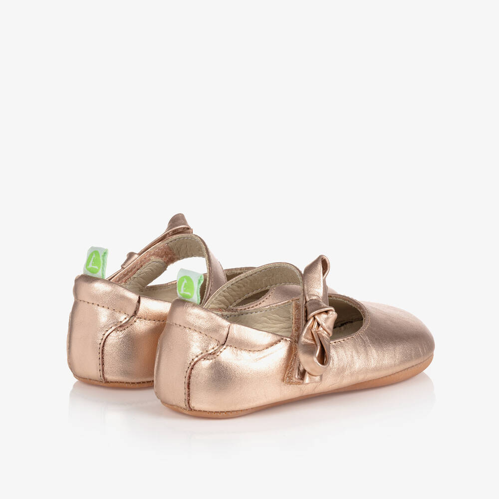 Tip Toey Joey-Rose Gold Leather Baby Shoes | Childrensalon