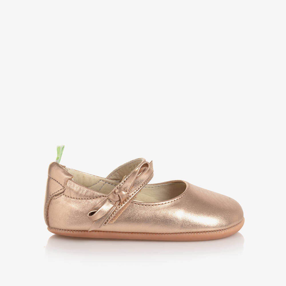 Tip Toey Joey-Rose Gold Leather Baby Shoes | Childrensalon