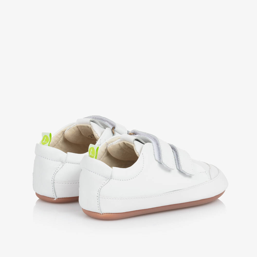 Tip Toey Joey-White Leather Baby Trainers | Childrensalon