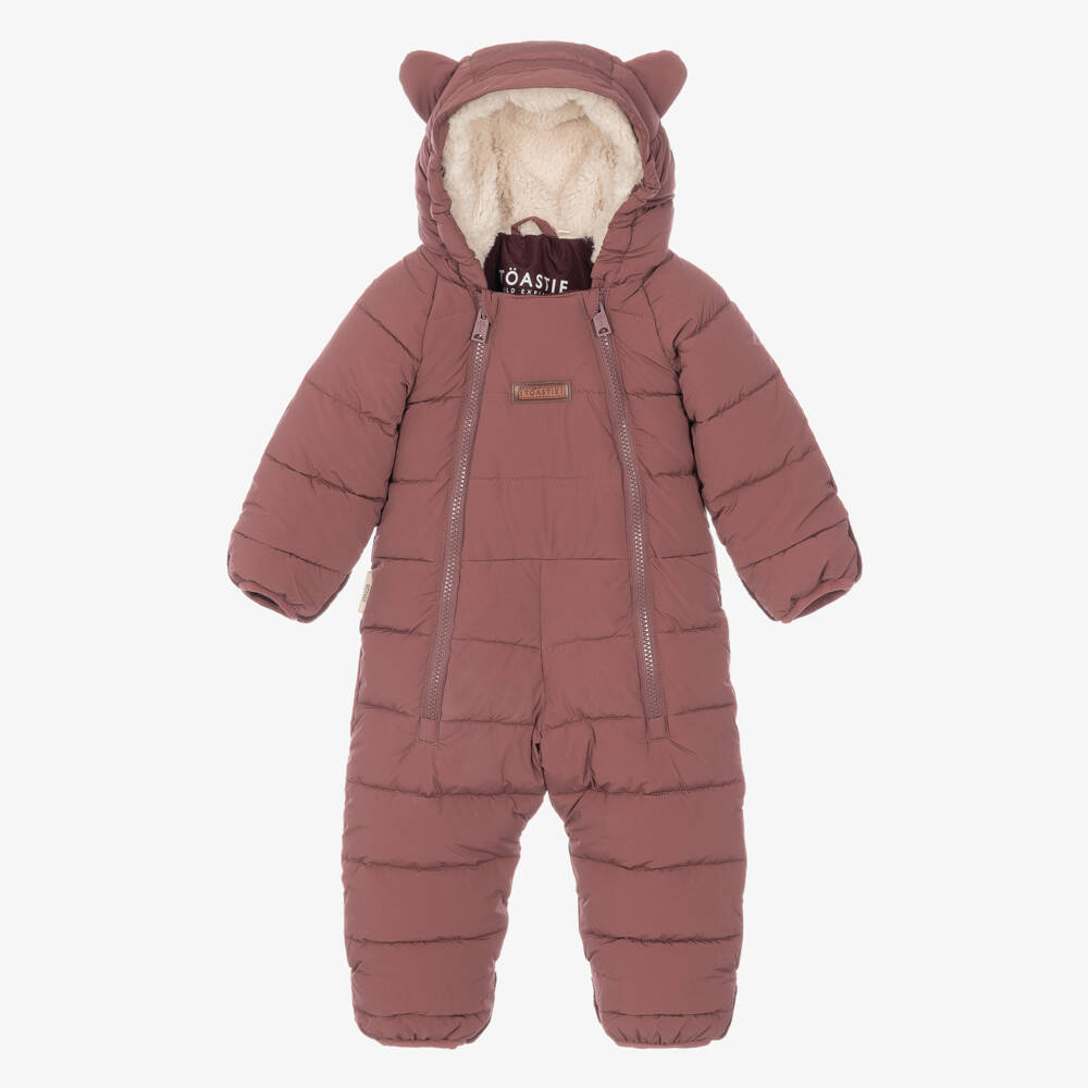 Töastie-Baby Girls Berry Pink Cloud Snowsuit | Childrensalon