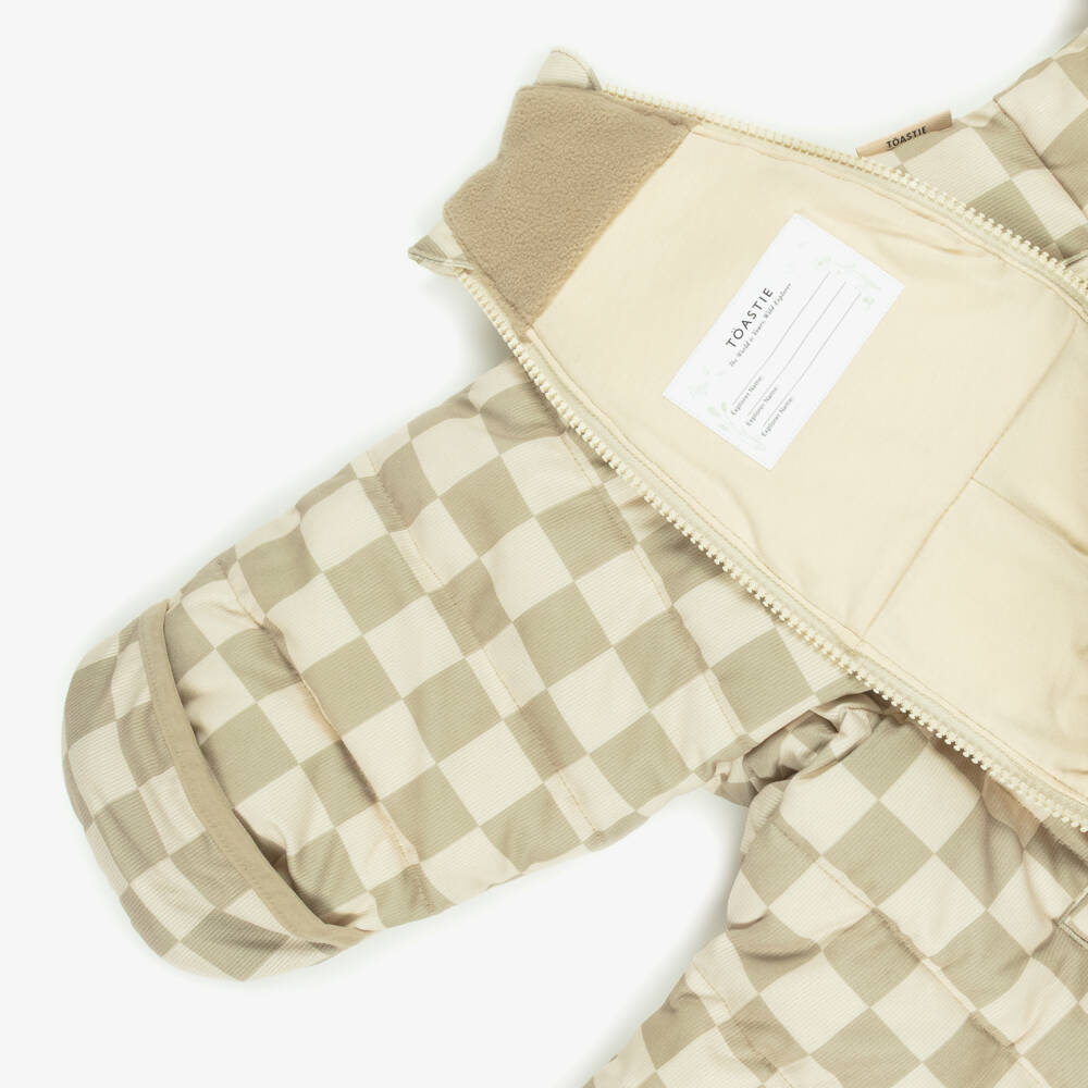 Töastie-أفرول للثلج بطبعة مربعات لون بيج وعاجي للرضع | Childrensalon