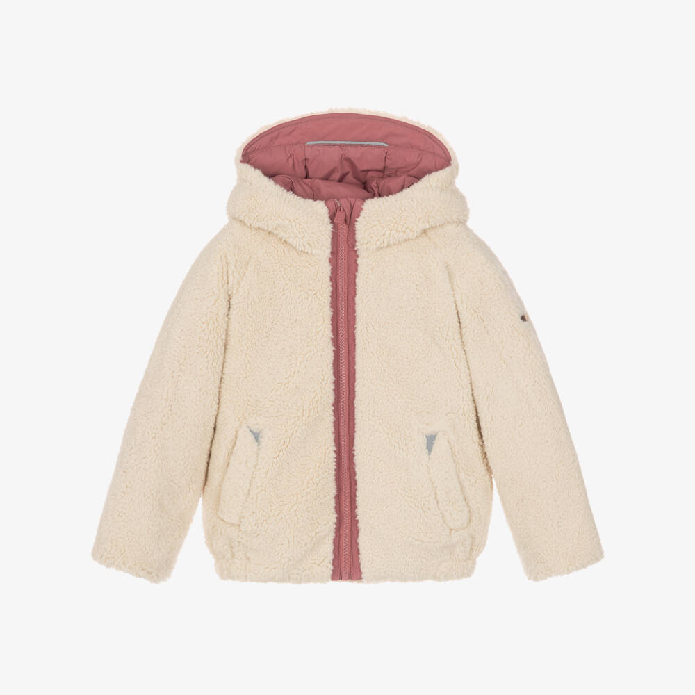 Töastie-Berry Pink & Sherpa Fleece Reversible Puffer Jacket | Childrensalon
