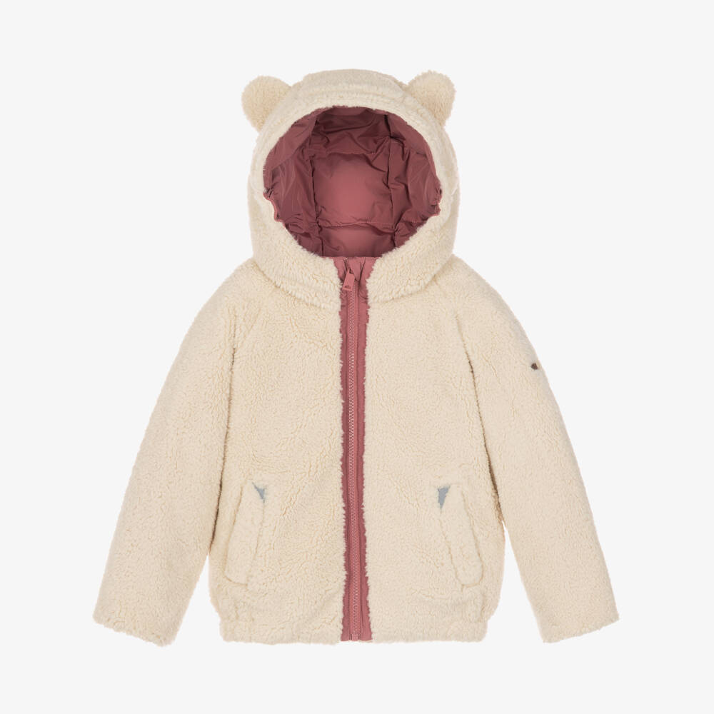 Töastie-Berry Pink & Sherpa Fleece Reversible Puffer Jacket | Childrensalon