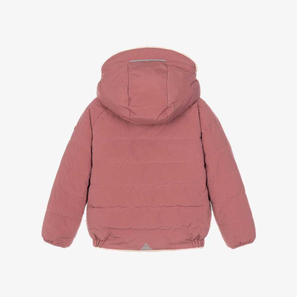 Töastie-Berry Pink & Sherpa Fleece Reversible Puffer Jacket | Childrensalon