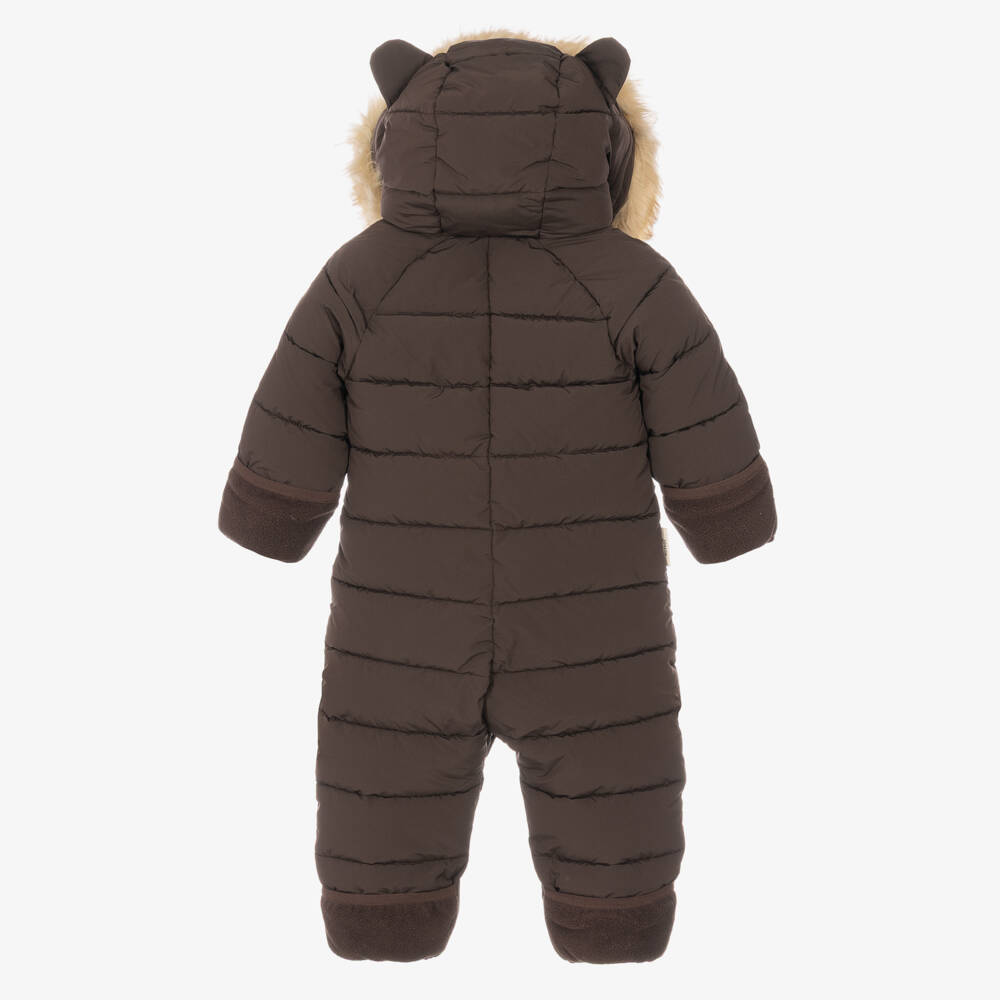 Töastie-Brown Cloud Snowsuit with Faux Fur Trim | Childrensalon
