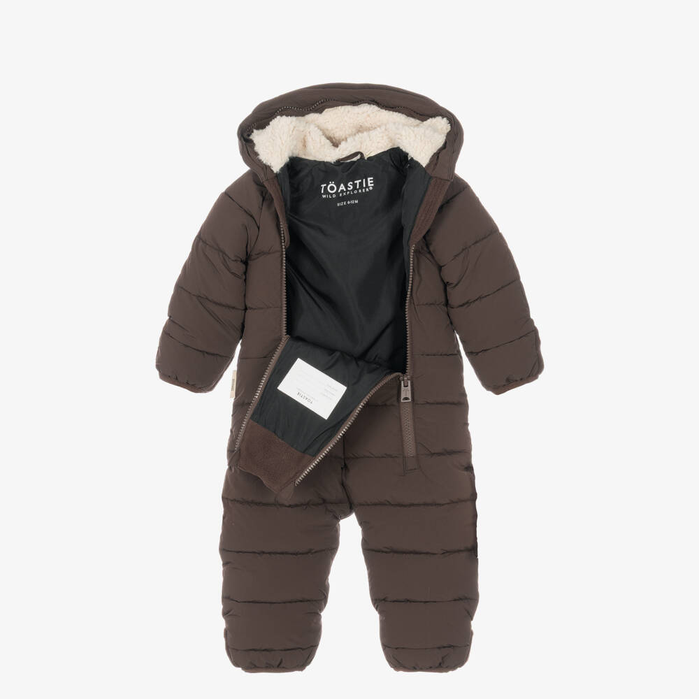 Töastie-Brown Cloud Snowsuit with Faux Fur Trim | Childrensalon