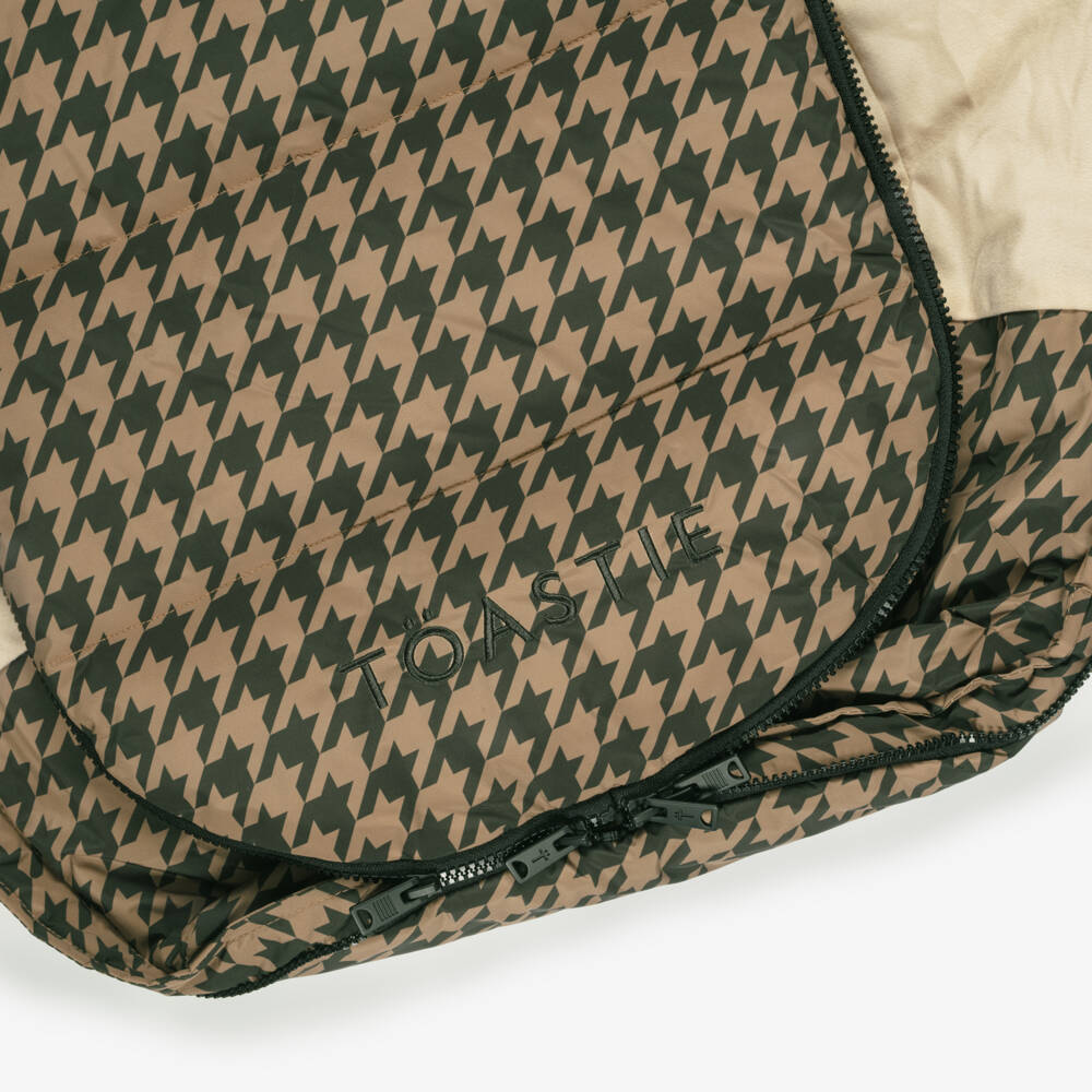 Töastie-Brown Houndstooth Print & Sherpa Baby Footmuff (94cm) | Childrensalon