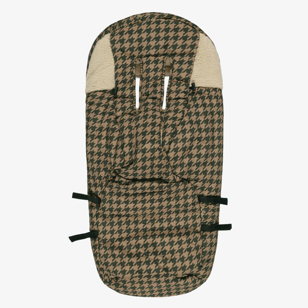 Töastie-Brown Houndstooth Print & Sherpa Baby Footmuff (94cm) | Childrensalon
