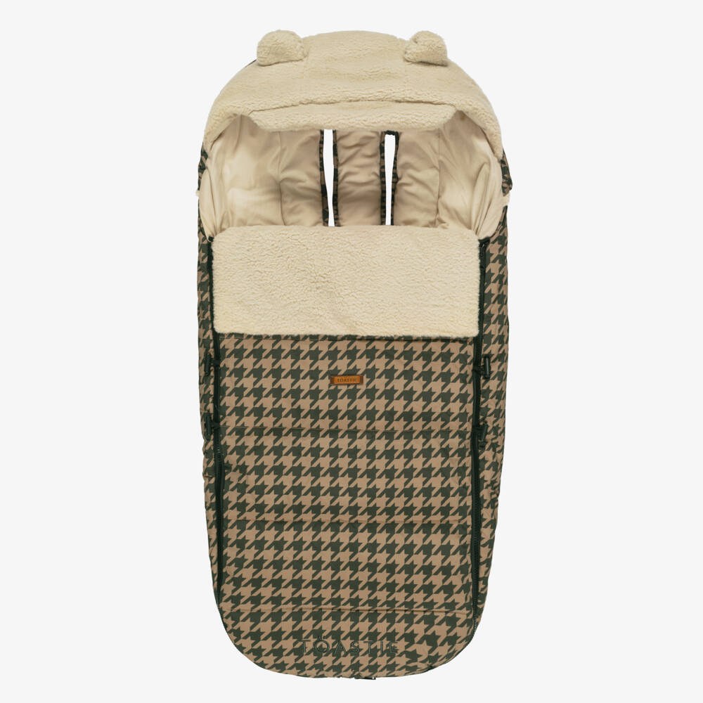 Töastie-Brown Houndstooth Print & Sherpa Baby Footmuff (94cm) | Childrensalon