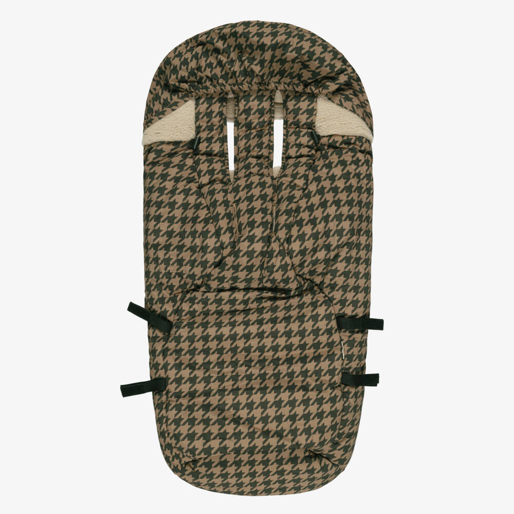 Töastie-Brown Houndstooth Print & Sherpa Baby Footmuff (94cm) | Childrensalon