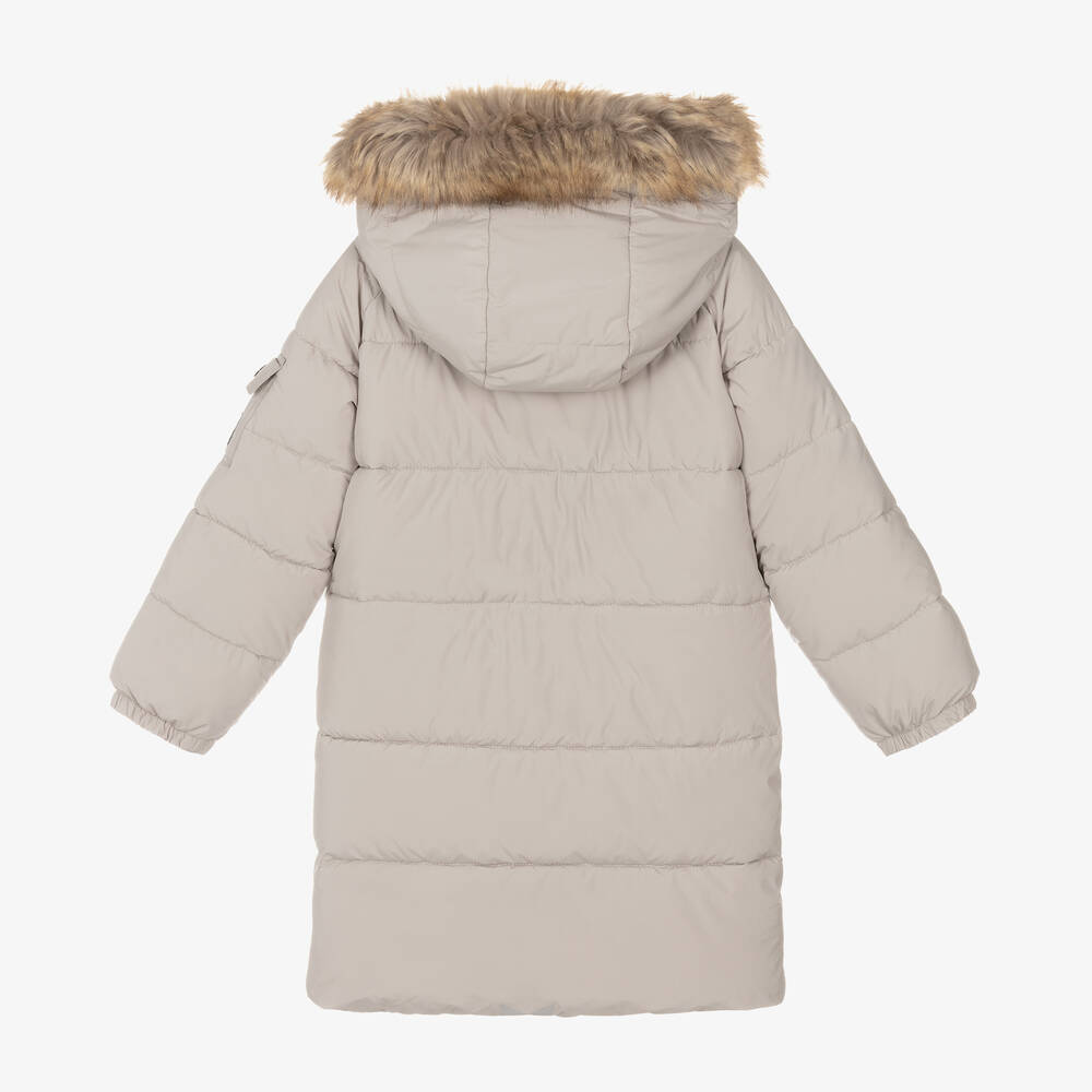 Töastie-Girls Beige Hooded Parka Coat | Childrensalon