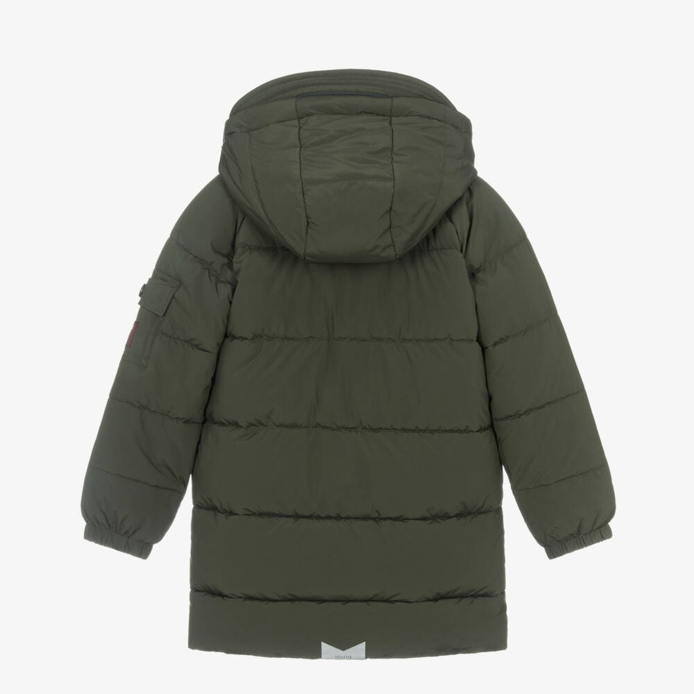 Töastie-Пуховик парка зелёный с отстёгивающимся капюшоном для мальчиков | Childrensalon