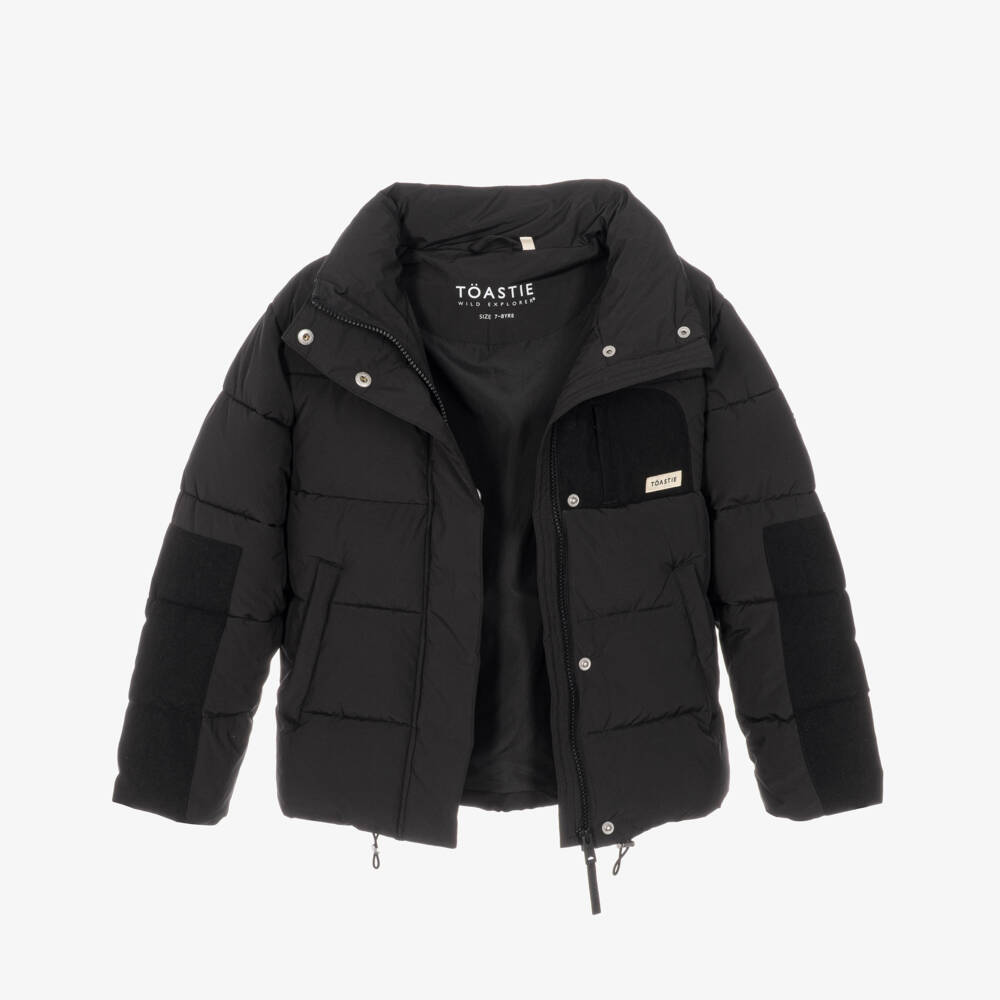 Töastie-Matt Black Funnel Neck Puffer Jacket | Childrensalon