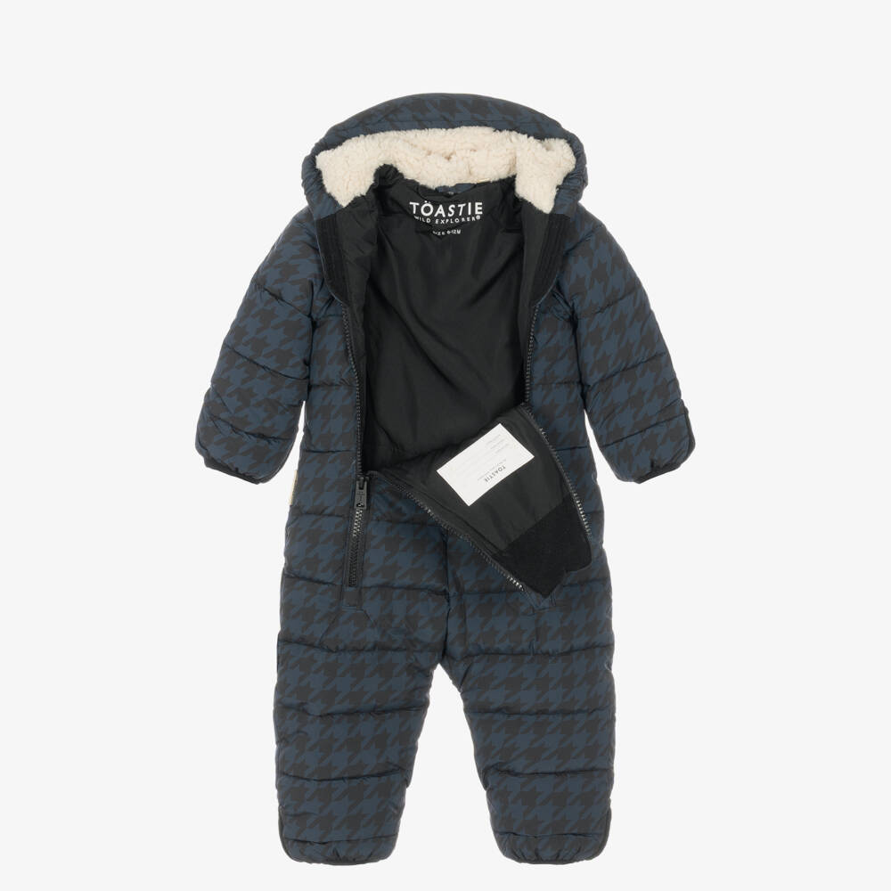 Töastie-Navy Blue Houndstooth Cloud Snowsuit | Childrensalon