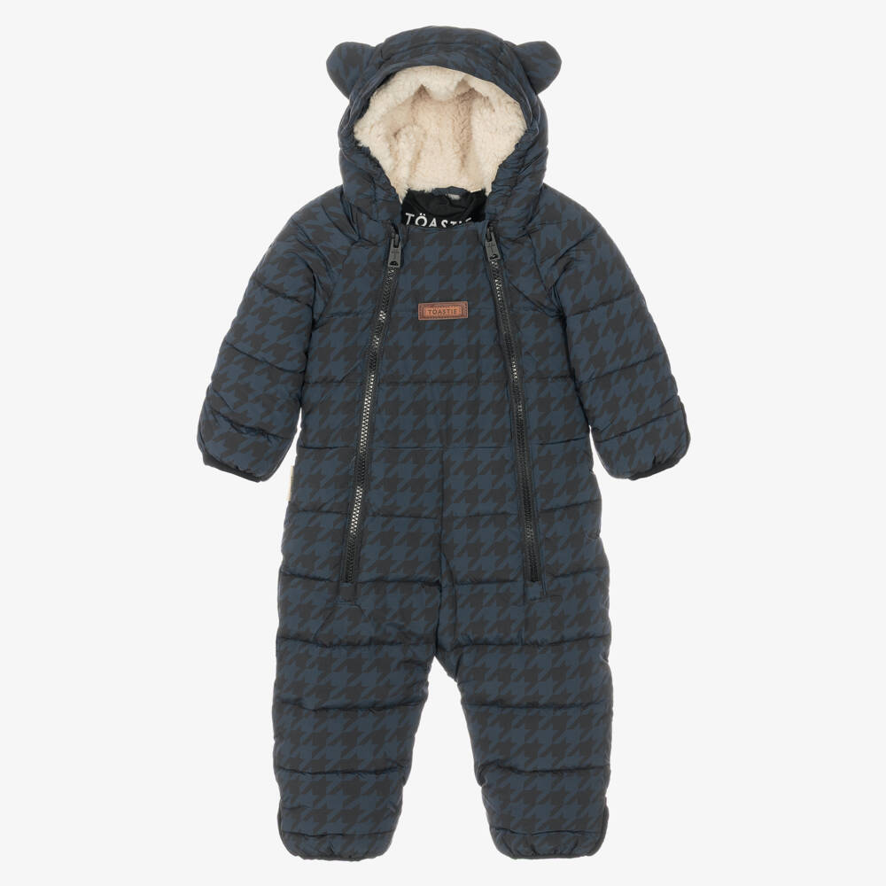 Töastie-Navy Blue Houndstooth Cloud Snowsuit | Childrensalon