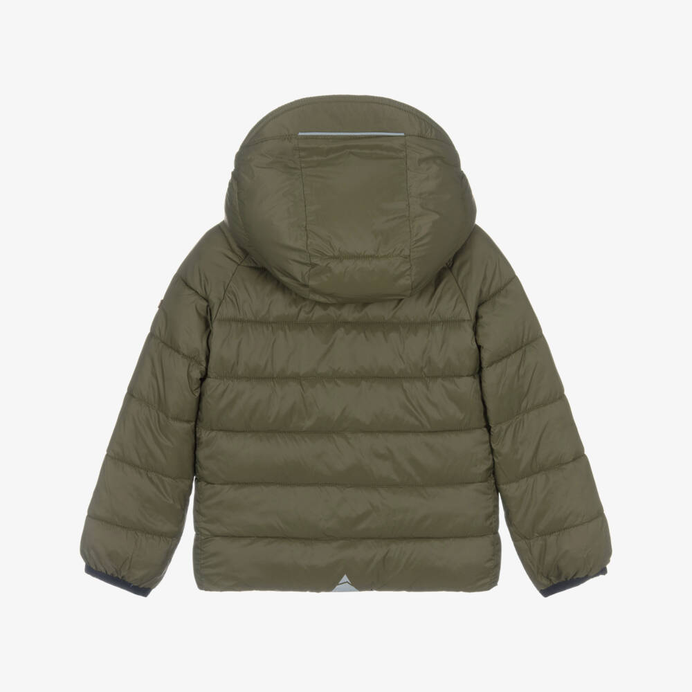 Töastie-Navy Blue & Khaki Green Reversible Puffer Jacket | Childrensalon