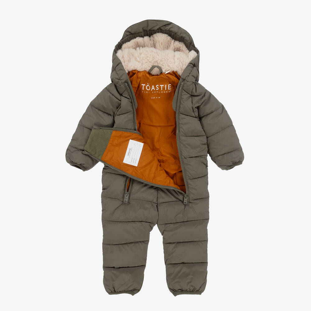 Töastie-Sage Green Padded Snowsuit | Childrensalon