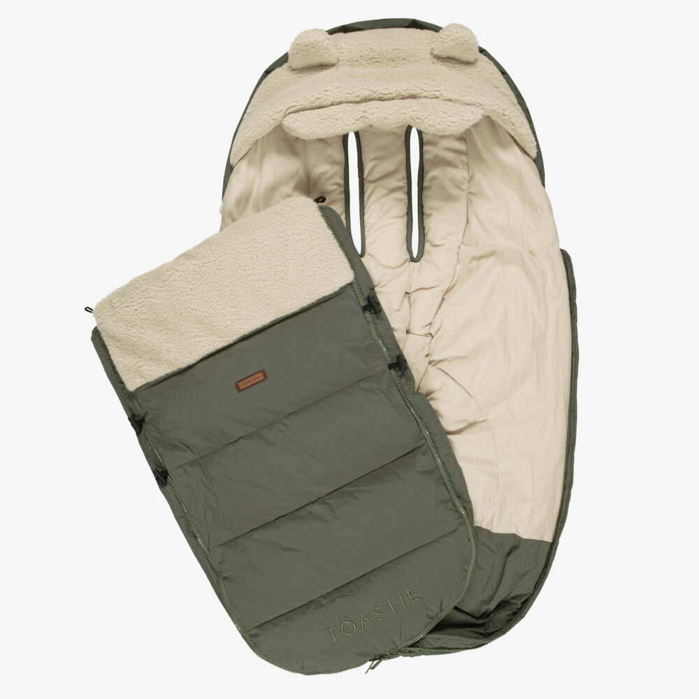 Töastie-Sage Green & Sherpa Baby Footmuff (94cm) | Childrensalon