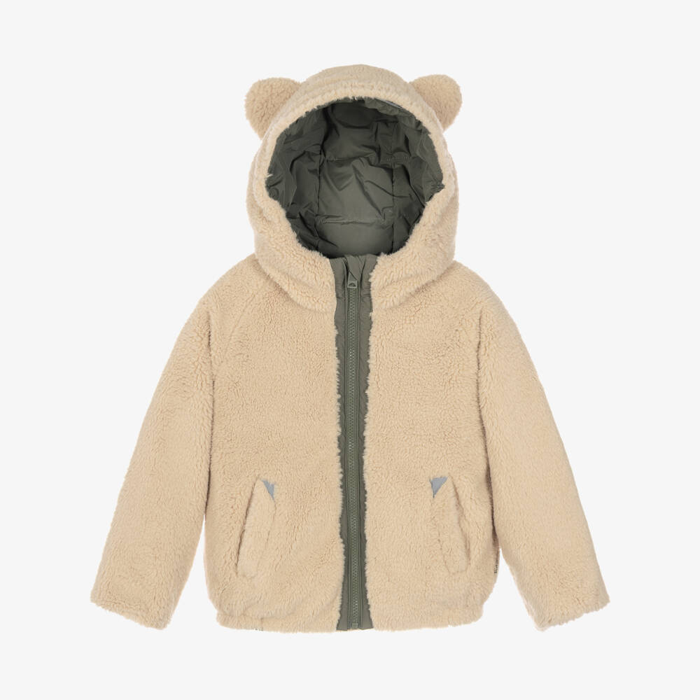 Töastie-Sage Green & Sherpa Fleece Reversible Puffer Jacket | Childrensalon