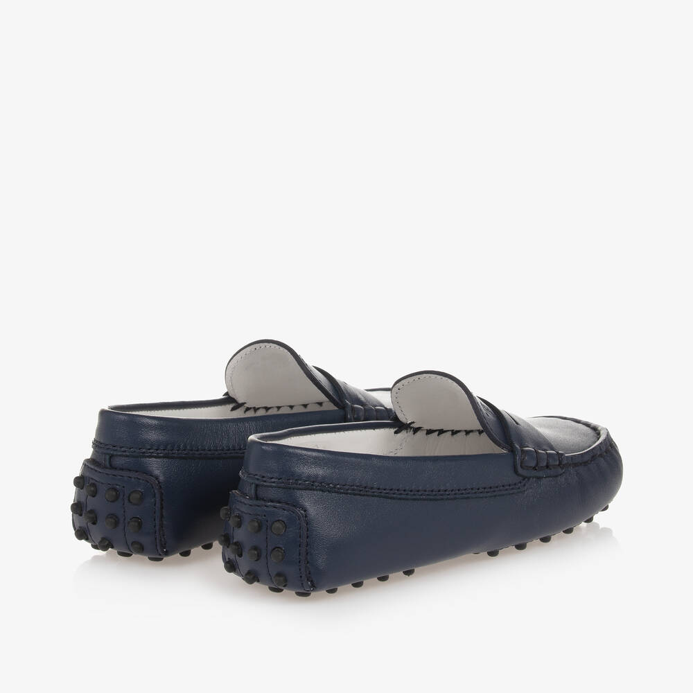Tod's-Baby Boys Blue Leather Moccasin Shoes | Childrensalon