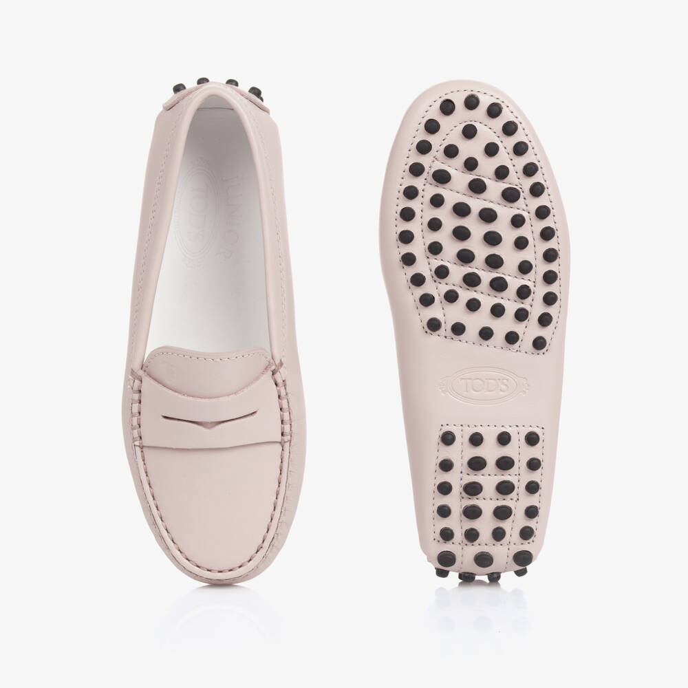 Tod's-Beige Leather Moccasin Shoes | Childrensalon
