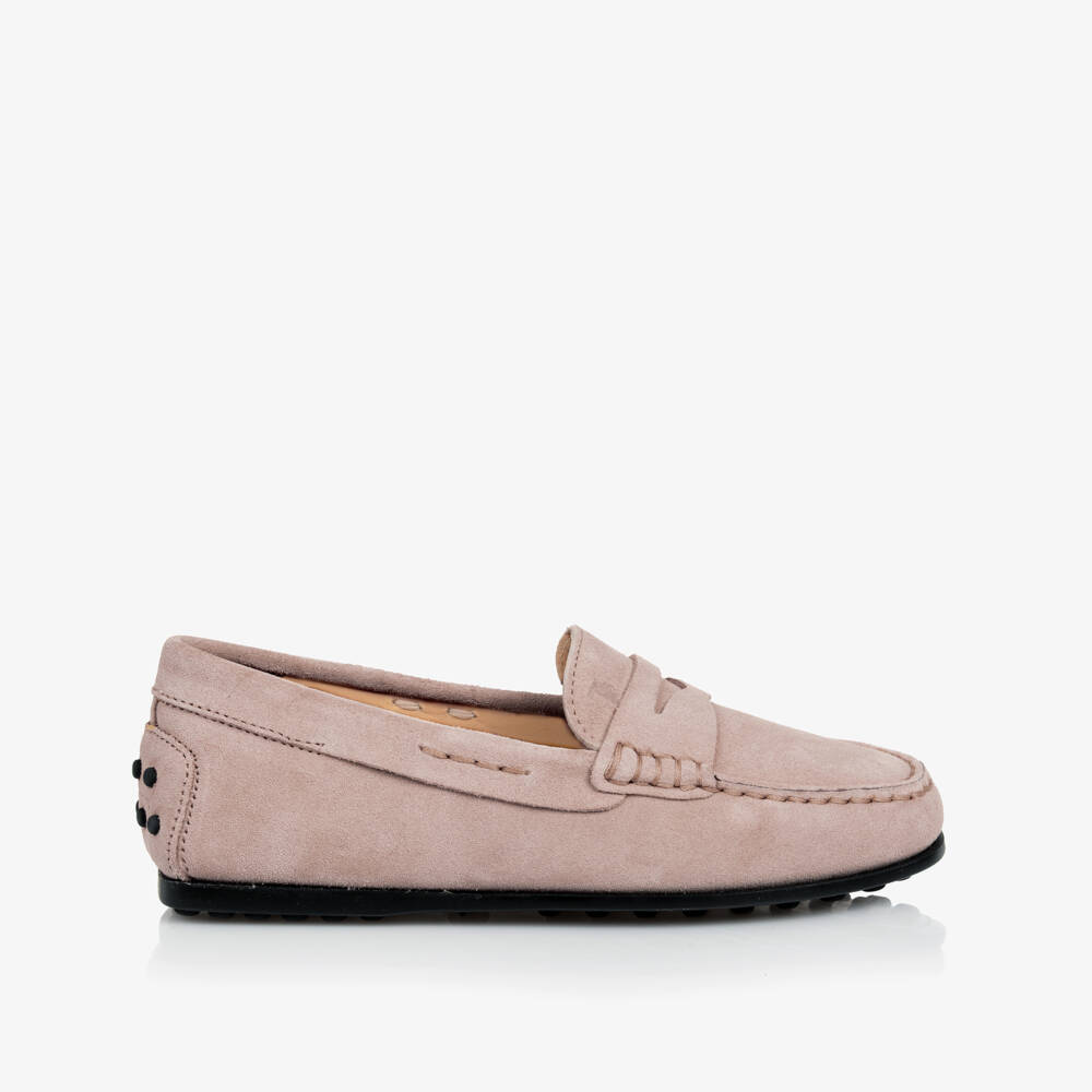 Tod's-Beige Suede Leather Moccasins | Childrensalon
