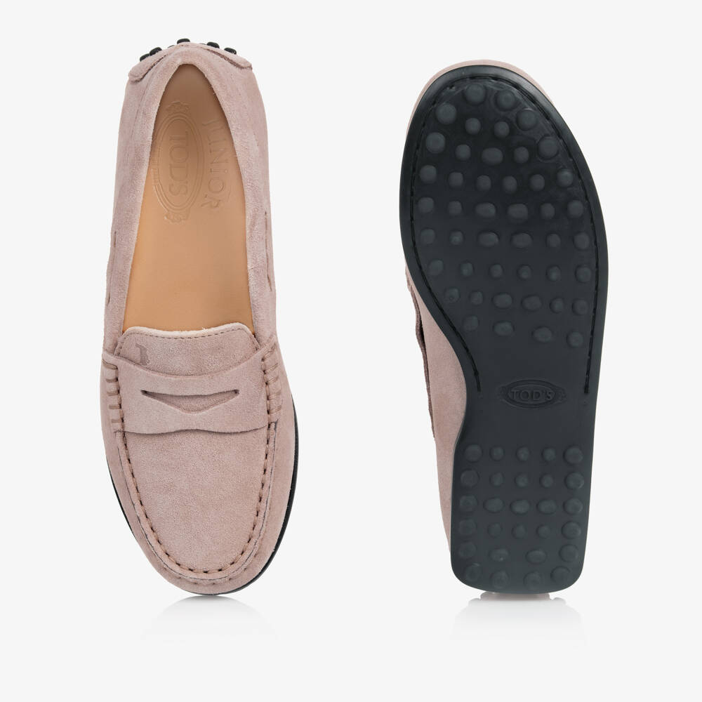 Tod's-Beige Suede Leather Moccasins | Childrensalon