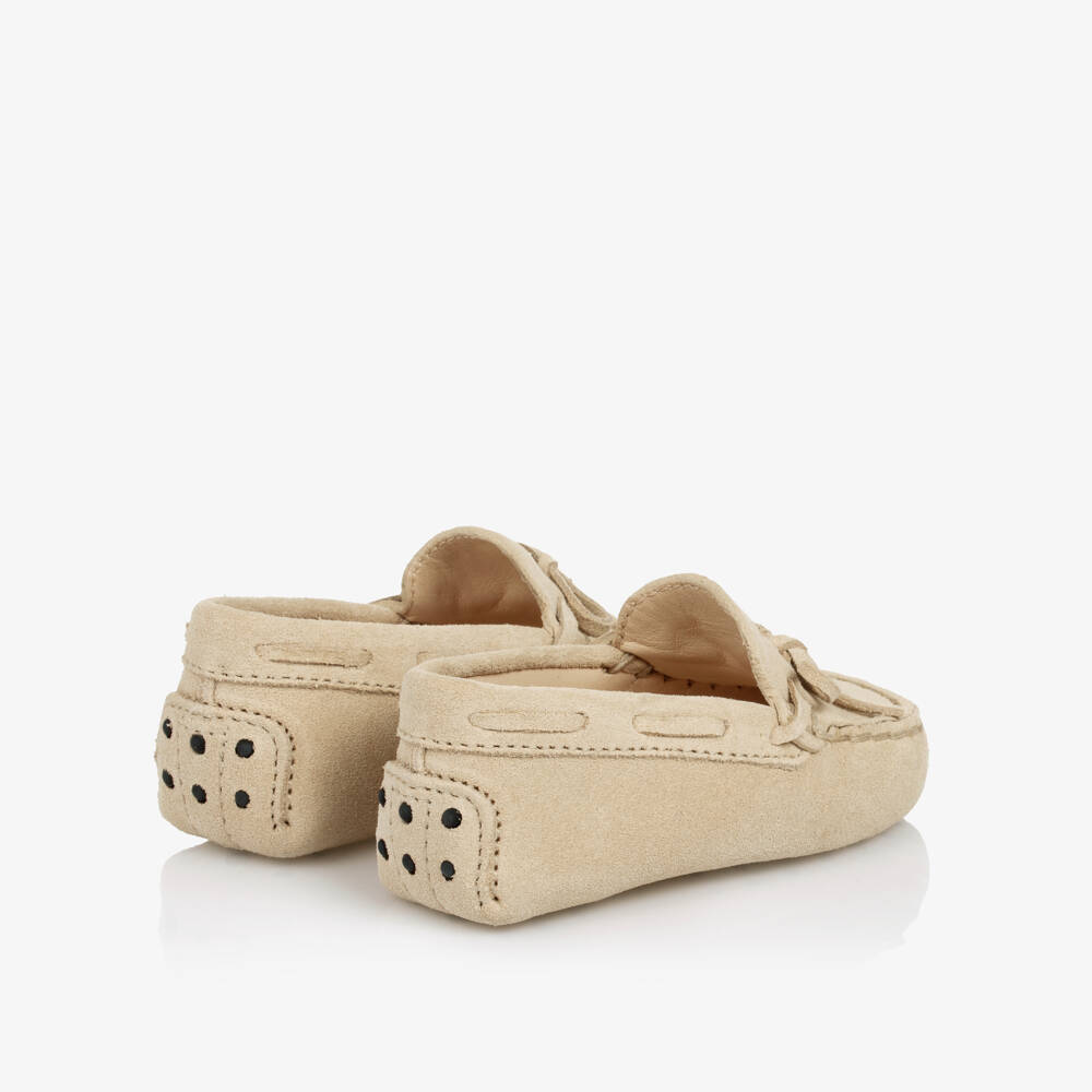 Tod's-Beige Suede Pre-Walker Moccasin Shoes | Childrensalon