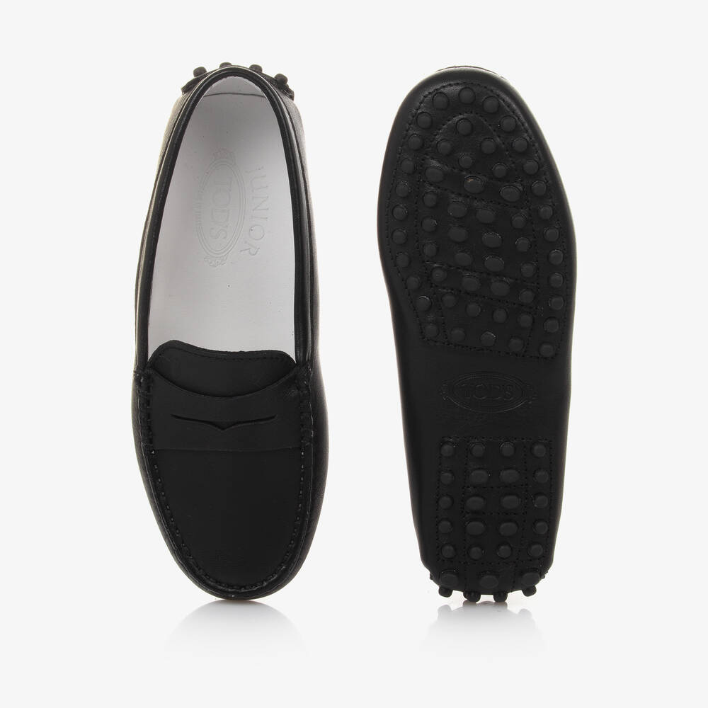 Tod's-Black Leather Moccasin Shoes | Childrensalon