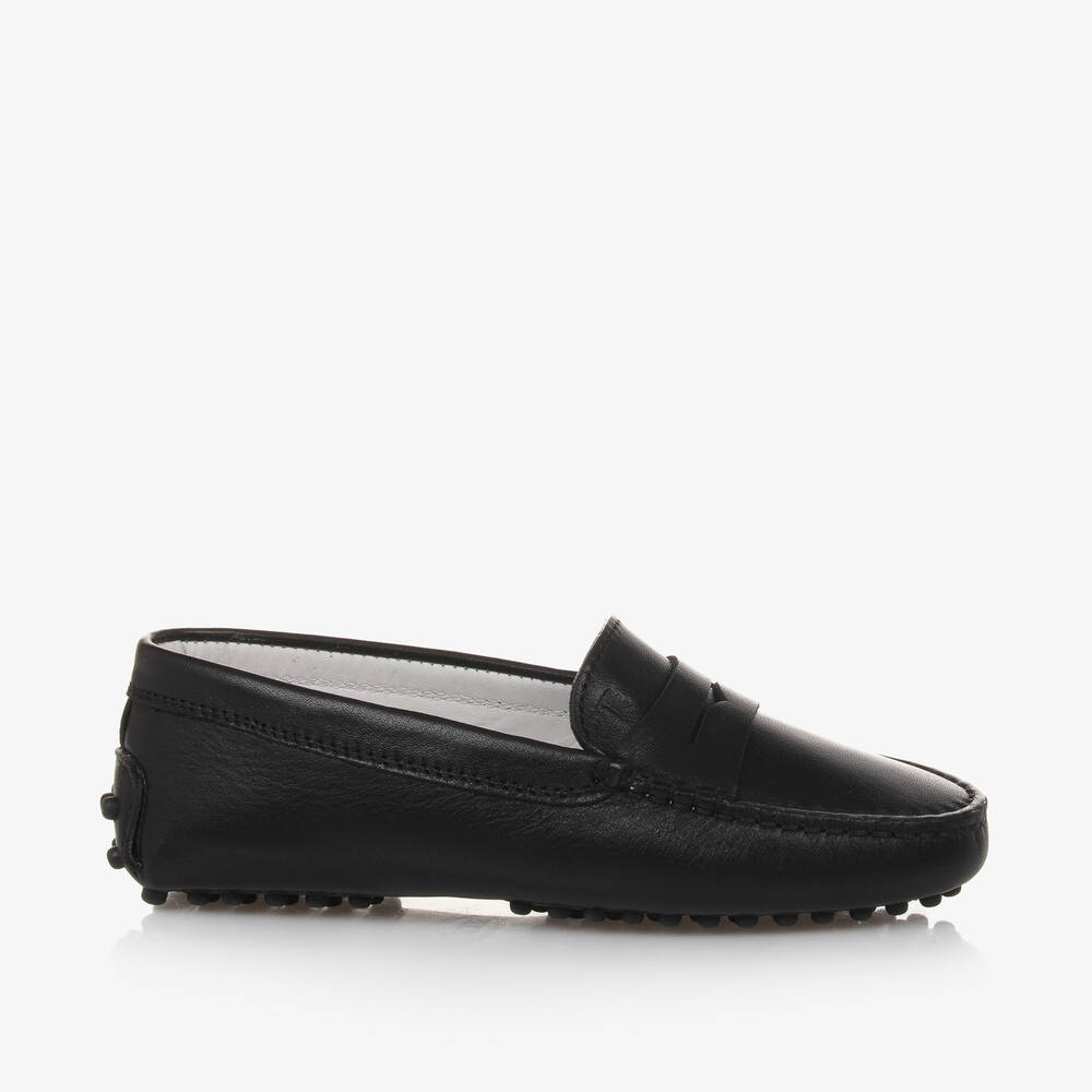 Tod's-Black Leather Moccasin Shoes | Childrensalon