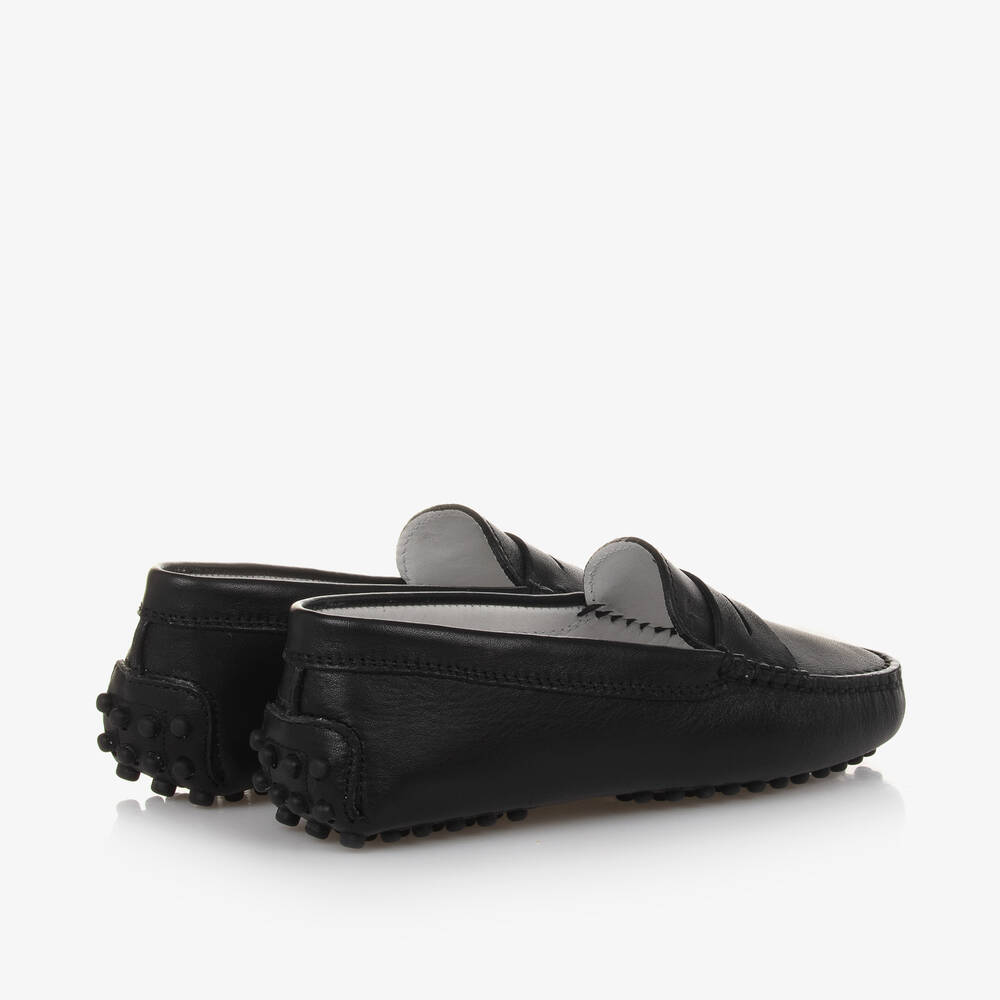 Tod's-Black Leather Moccasin Shoes | Childrensalon