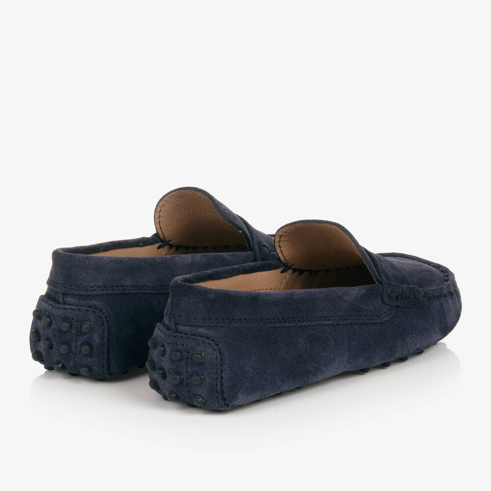 Tod's-Blue Suede Leather Gommino Moccasins | Childrensalon