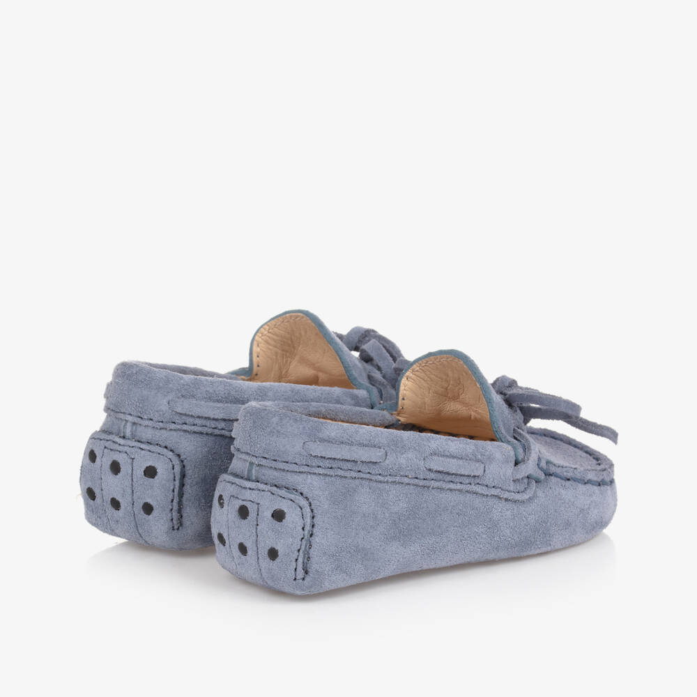 Tod's-Blue Suede Pre-Walker Moccasin Shoes | Childrensalon