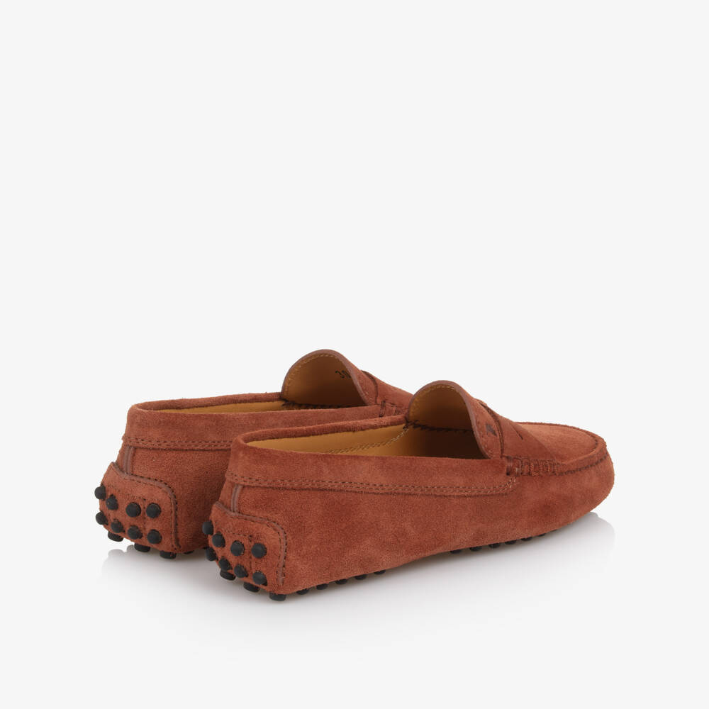 Tod's-Brown Suede Leather Gommino Moccassins | Childrensalon