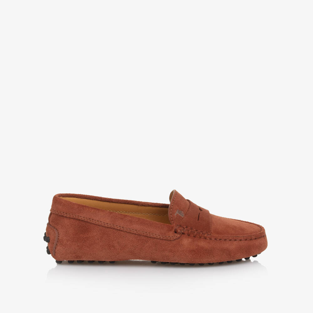 Tod's-Brown Suede Leather Gommino Moccassins | Childrensalon