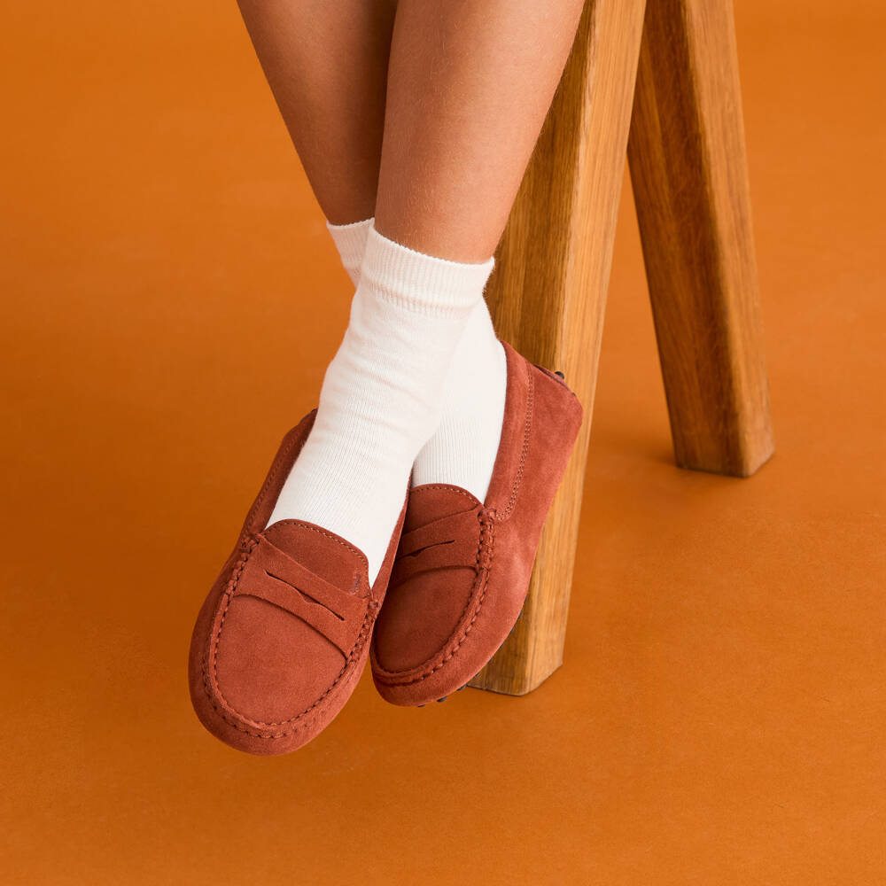 Tod's-Brown Suede Leather Gommino Moccassins | Childrensalon