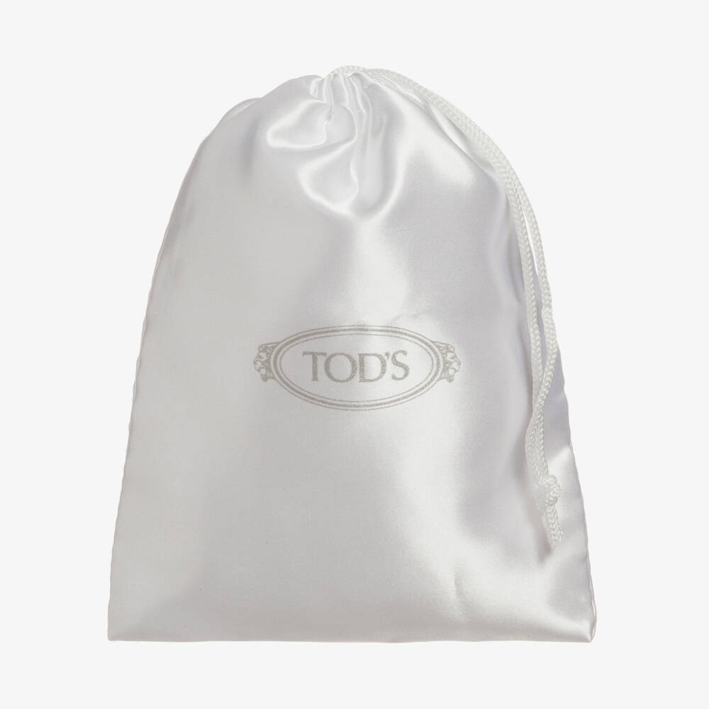 Tod's-Navy Blue Suede Leather Moccasins With Bow | Childrensalon