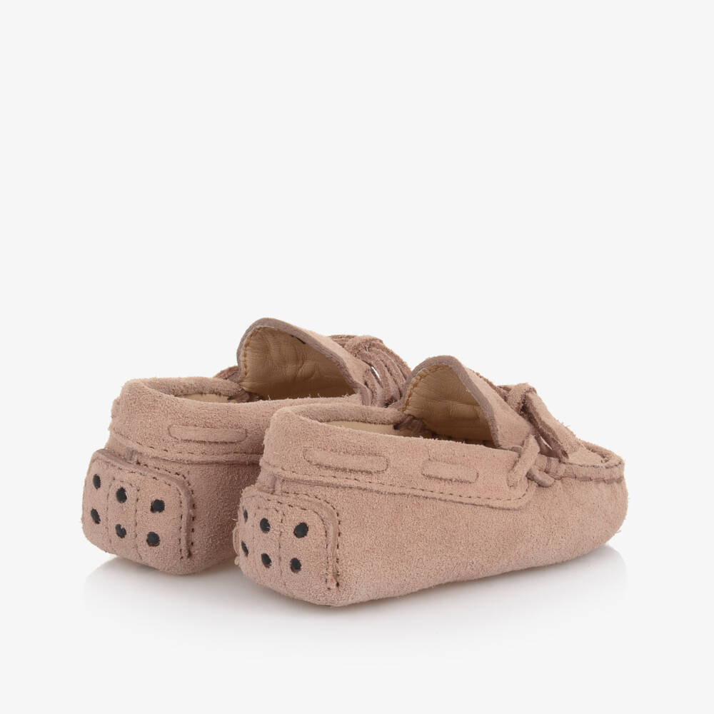Tod's-Pink Suede Pre-Walker Moccasin Shoes | Childrensalon