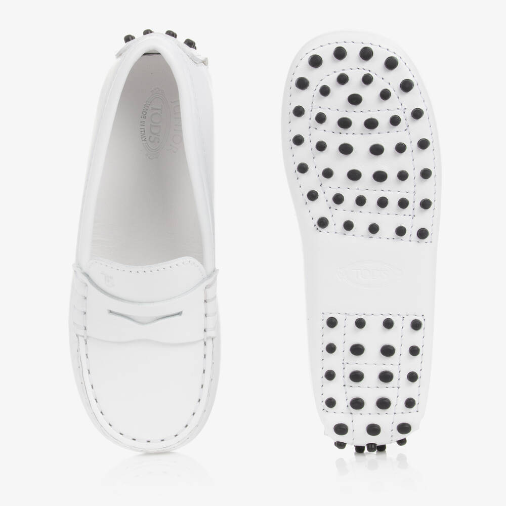 Tod's-White Leather Gommino Moccasins | Childrensalon