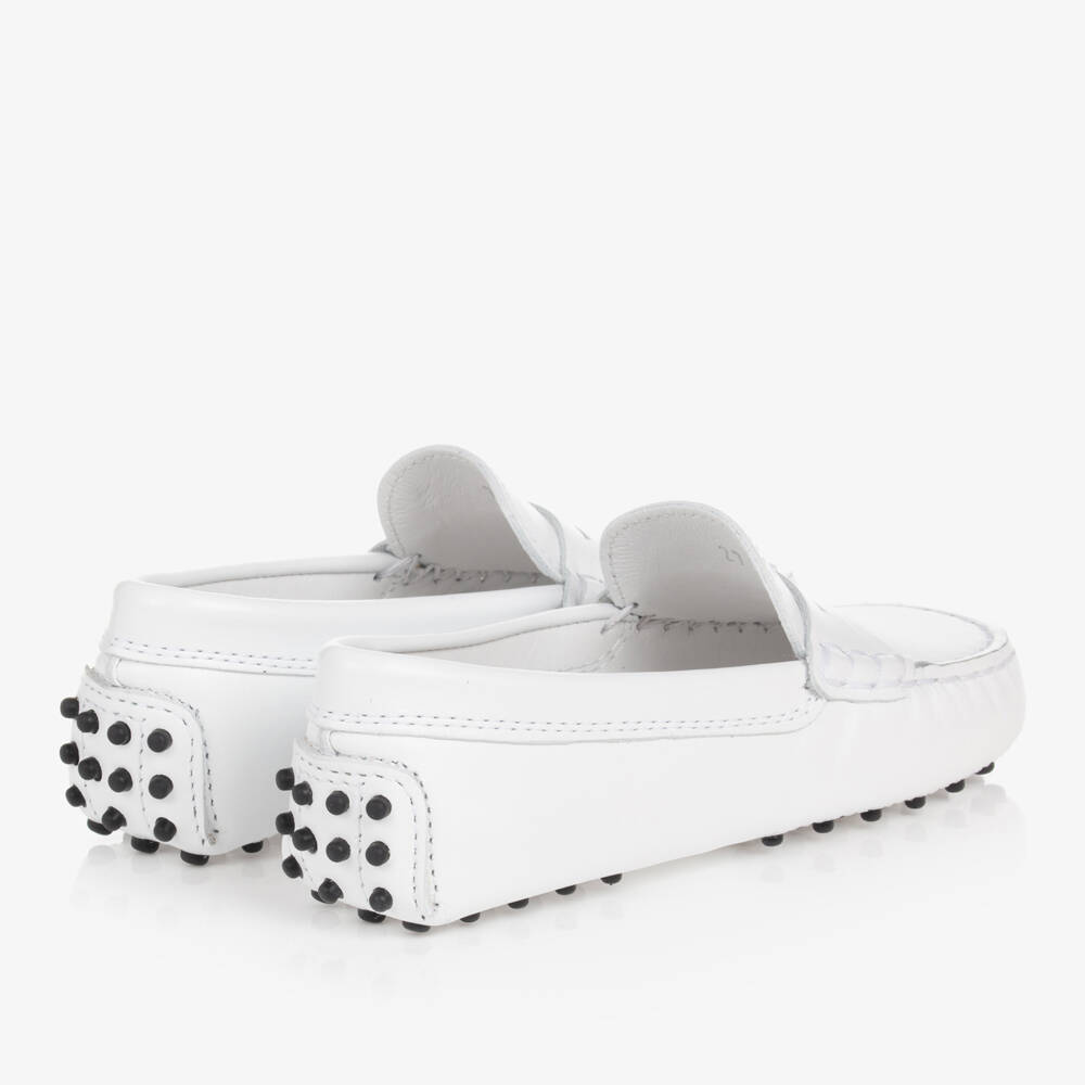 Tod's-White Leather Gommino Moccasins | Childrensalon