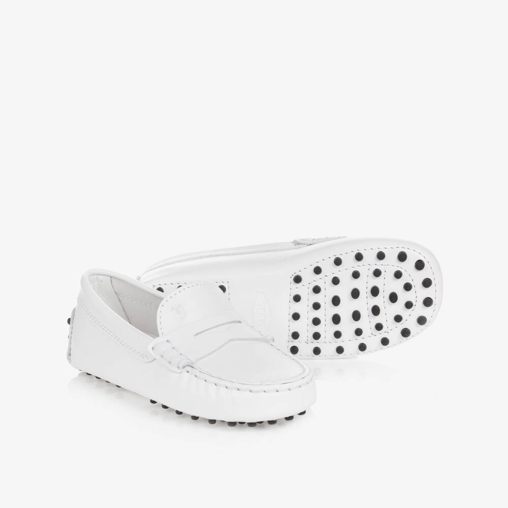 Tod's-White Leather Gommino Moccasins | Childrensalon