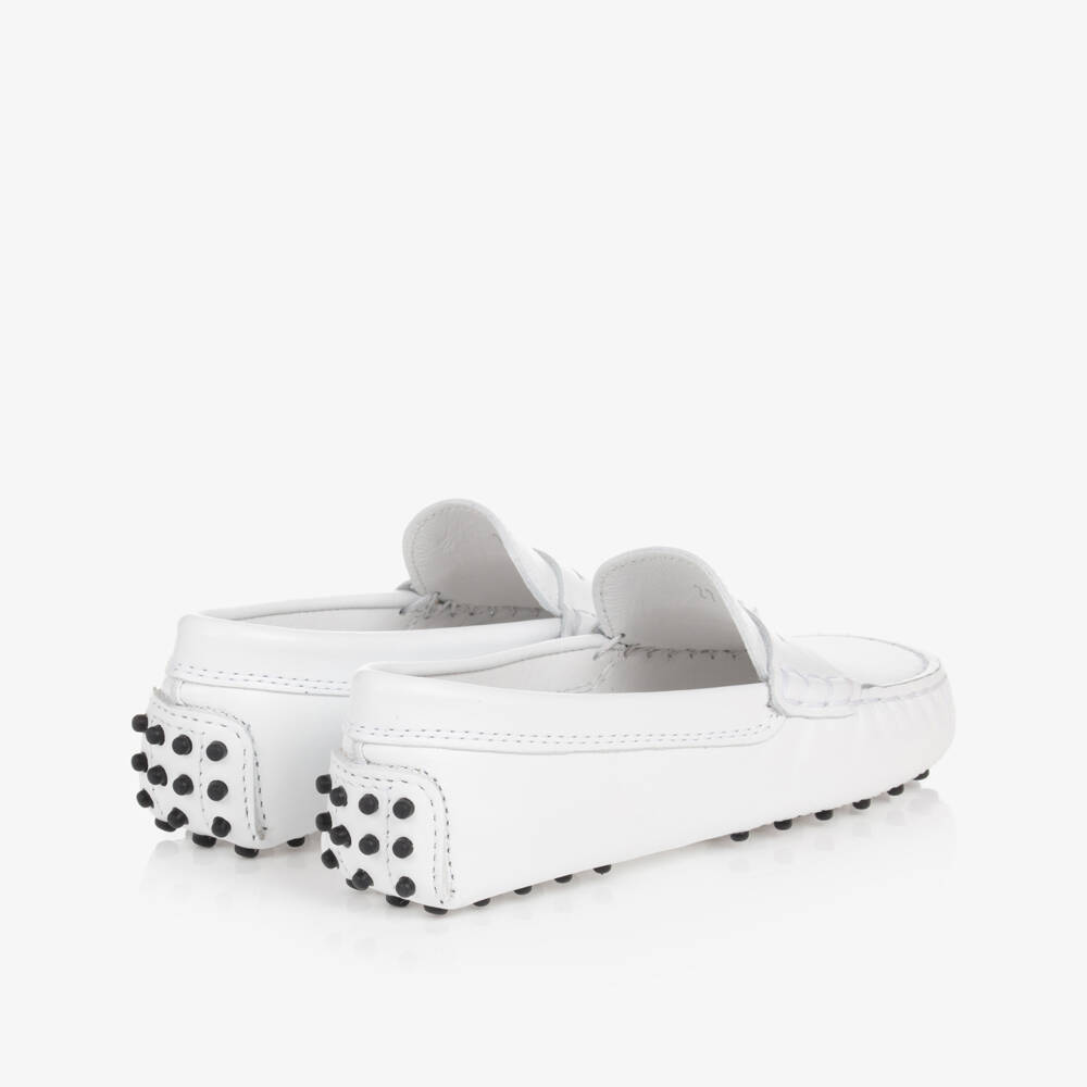 Tod's-White Leather Gommino Moccasins | Childrensalon