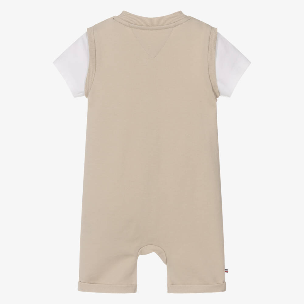Tommy Hilfiger-Baby Boys Beige Cotton Jersey Shortie | Childrensalon